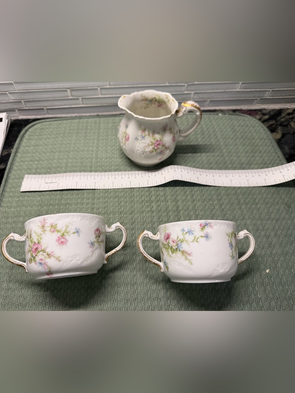 Haviland Limoge France China Floral Scalloped Cream and Sugars 4 pieces Antique - Picture 3 of 8